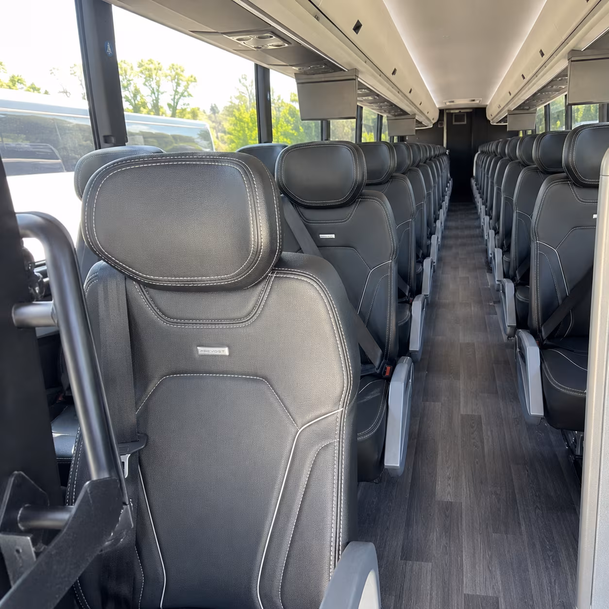 frisco charter bus rental interior